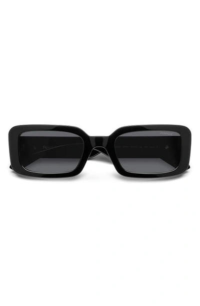 Polaroid 52mm Polarized Rectangular Sunglasses In Black/ Gray Polarized