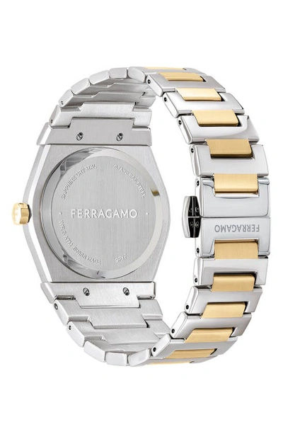 Shop Ferragamo Vega Holiday Capsule Diamond Bracelet Watch, 40mm In Two Tone Gold