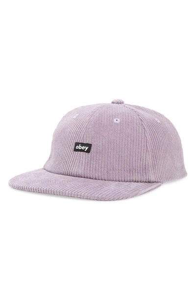 Shop Obey Label Corduroy Baseball Cap In Wineberry