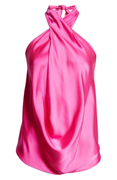 Shop Ramy Brook Convertible Stretch Silk Charmeuse Top In Electric Pink