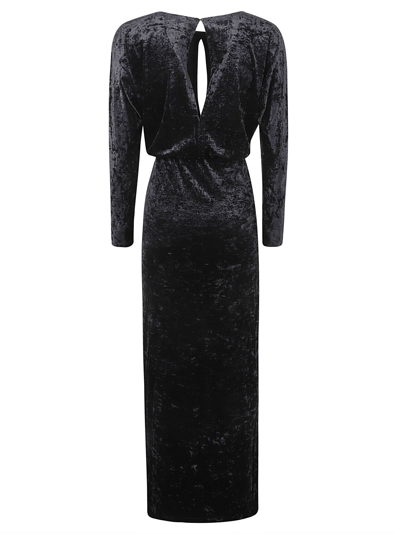 Shop P.a.r.o.s.h Stretch Velvet Midi Dress In Black