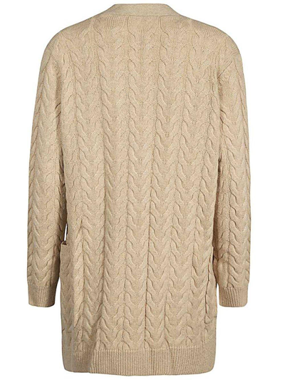 Shop Max Mara Buttoned Long-sleeved Knitted Cardigan In Miele