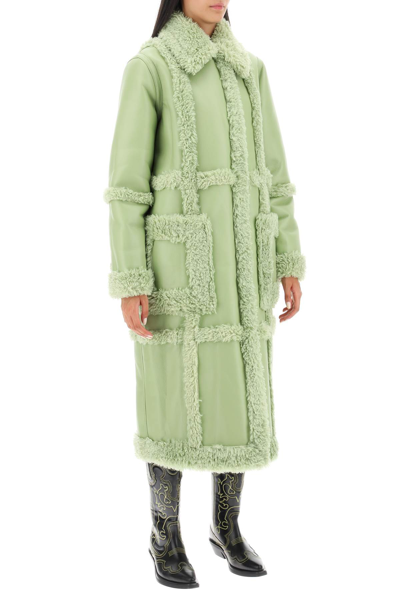 Shop Stand Studio Patrice Eco-shearling Coat In Sage Green (green)