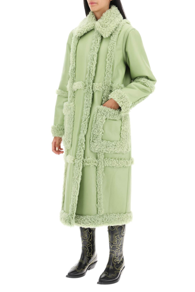 Shop Stand Studio Patrice Eco-shearling Coat In Sage Green (green)