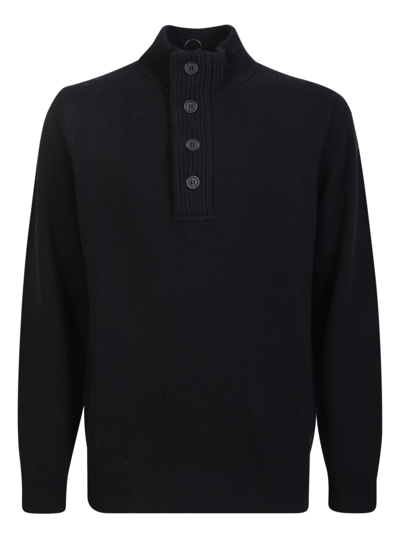 Shop Barbour Wool Sweater With Buttons And Patches In Black