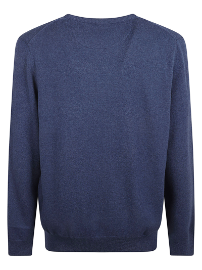 Shop Ralph Lauren Logo Embroidered Plain Rib Sweater In Navy
