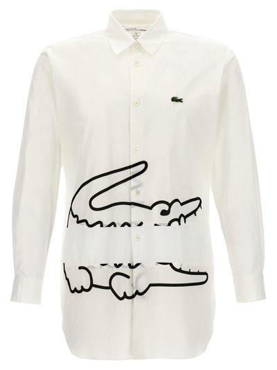 Shop Comme Des Garçons Shirt X Lacoste Graphic Printed Buttoned Shirt In White