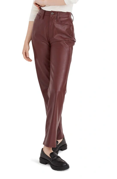 Shop Madewell The Perfect High Waist Straight Leg Faux Leather Pants In Dark Cabernet