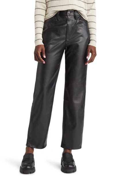 Shop Madewell The Perfect High Waist Straight Leg Faux Leather Pants In True Black