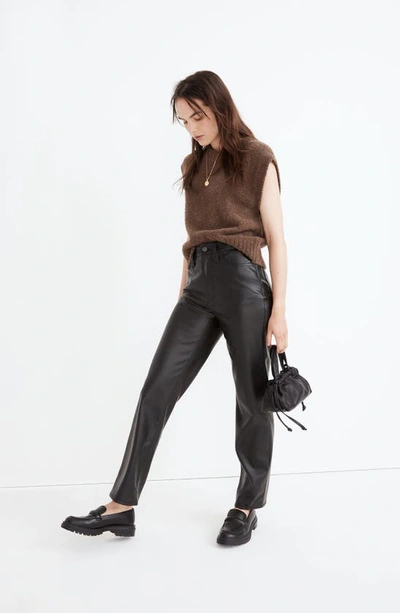 Shop Madewell The Perfect High Waist Straight Leg Faux Leather Pants In True Black