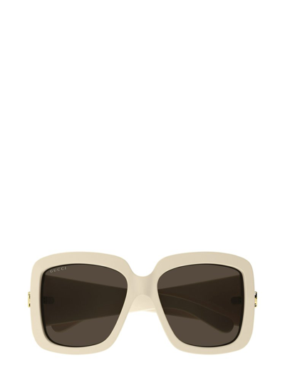 Shop Gucci Eyewear Rectangle Frame Sunglasses In White