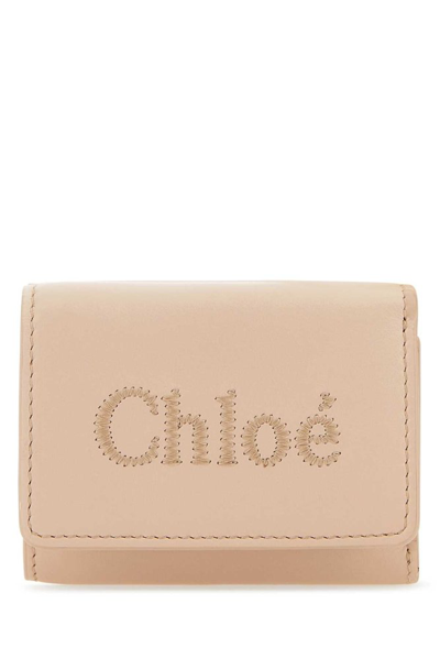 Shop Chloé Logo Embroidered Tri In Pink