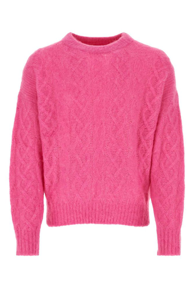 Shop Isabel Marant Cableknit Crewneck Sweater In Pink