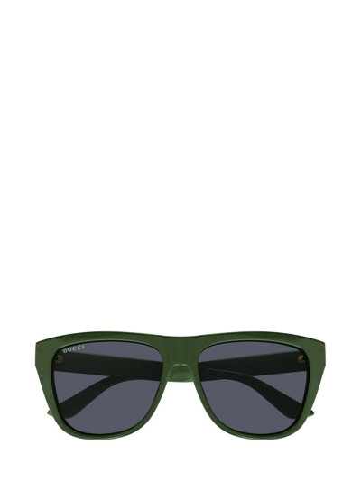 Shop Gucci Eyewear Aviator Frame Sunglasses In Green