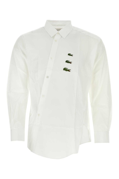 Shop Comme Des Garçons Shirt X Lacoste Logo Embroidered Buttoned Shirt In White