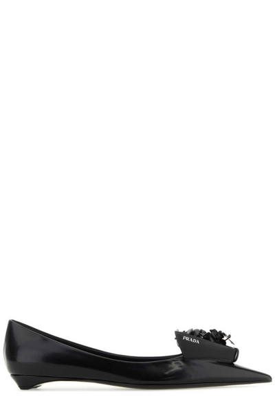 Shop Ami Alexandre Mattiussi Prada Pointed Toe Ballerina Shoes In Black