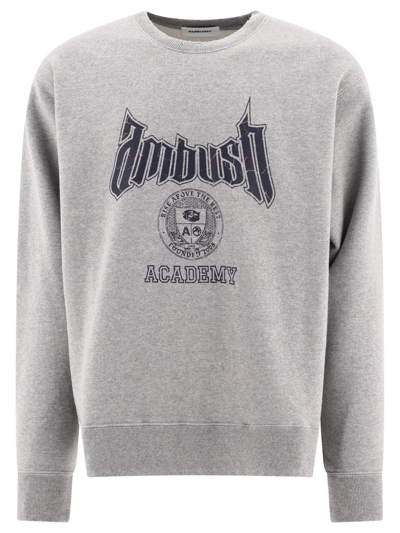 Shop Ambush Logo Printed Crewneck Sweatshirt In Grey