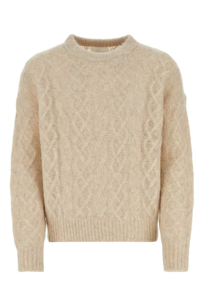 Shop Isabel Marant Cableknit Crewneck Sweater In Beige