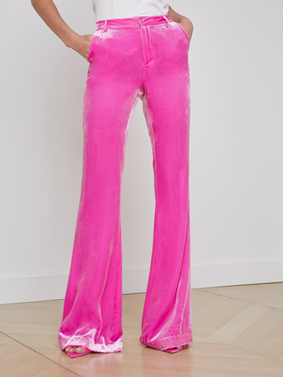Shop L Agence Lane Velvet Trouser In Hot Pink