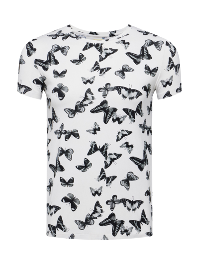 Shop L Agence Ressi Fitted Tee In Black/white Small Butterfly