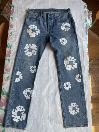 Pre-owned Denim Tears Original Cotton Wreath Jeans In Blue | ModeSens