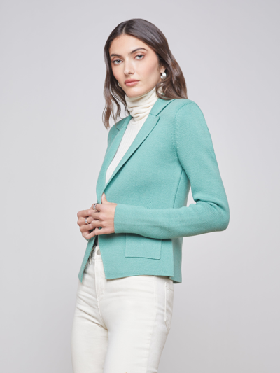 Shop L Agence Sofia Knit Blazer In Frosty Spruce