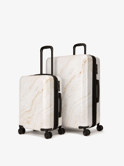 Shop Calpak Gold Marble 2-piece Luggage Set In Gold Marble