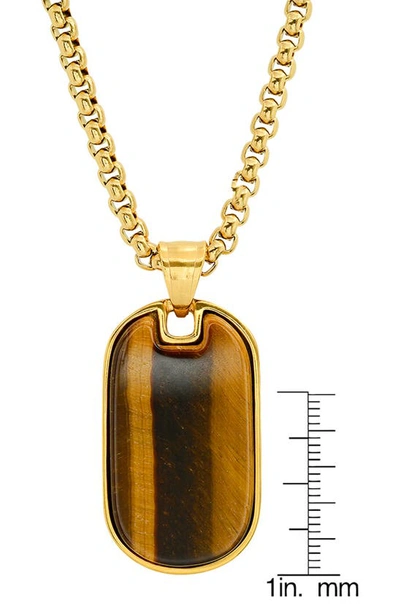 Shop Hmy Jewelry Tiger's Eye Dog Tag Pendant Necklace In Gold/brown