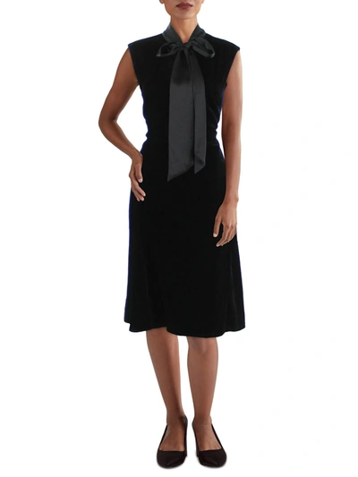 Shop Lauren Ralph Lauren Womens Velvet Calf Midi Dress In Black