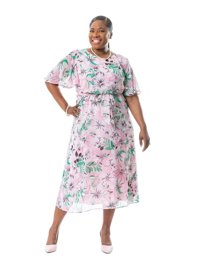 Shop Kasper Julia Womens Chiffon Floral Fit & Flare Dress In Multi