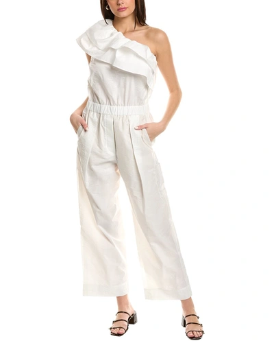 Shop Brunello Cucinelli One-shoulder Jumpsuit In White