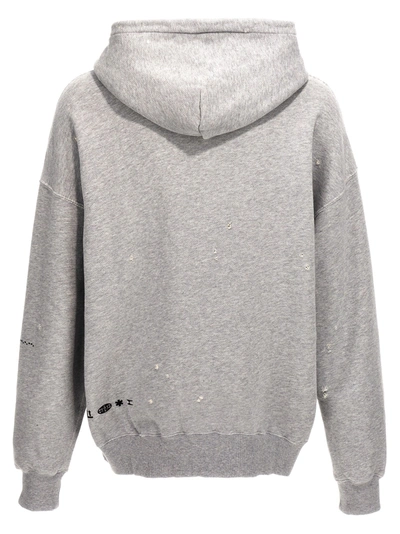 Shop Dolce & Gabbana Logo Print Hoodie Sweatshirt In Gray