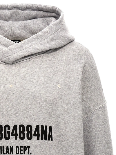 Shop Dolce & Gabbana Logo Print Hoodie Sweatshirt In Gray