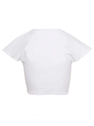 Shop Isabel Marant 'zineae' White Cropped T-shirt With Knot Detail In Cotton Woman
