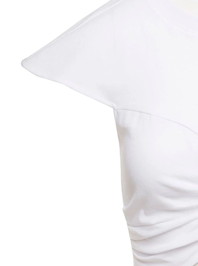 Shop Isabel Marant 'zineae' White Cropped T-shirt With Knot Detail In Cotton Woman