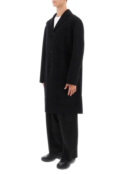 Shop Acne Studios Single-breasted Coat In Double-faced Wool In Black