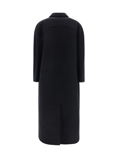 Alexander Mcqueen Double-breasted Wool Blend Coat With Buckle Detail In Black