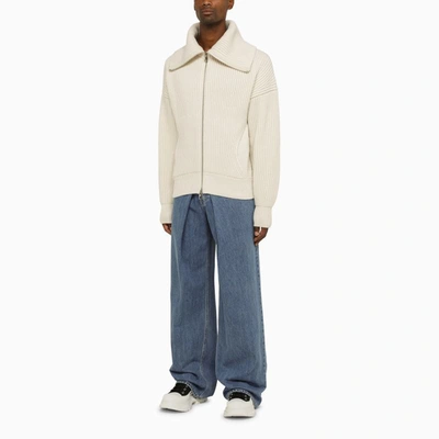Alexander Mcqueen Ribbed Zip-up Cardigan In White