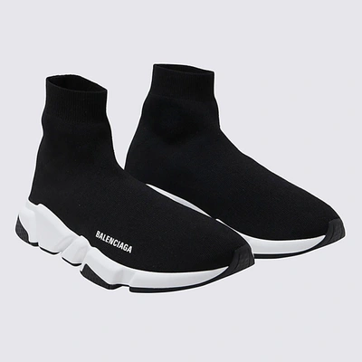 Shop Balenciaga Black Canvas Speed Lt Sneakers In Black/white/black