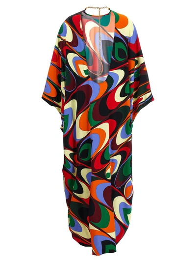 Shop Emilio Pucci 'onde' Print Kaftan Dress In Multicolor