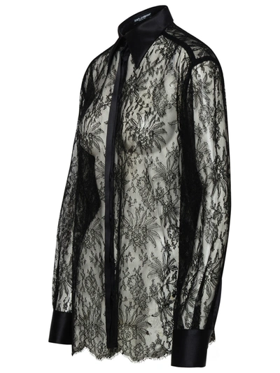 Shop Dolce & Gabbana Woman  Black Lace Shirt