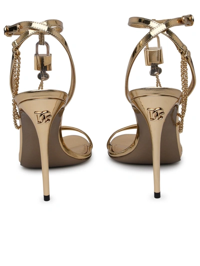 Shop Dolce & Gabbana Woman Gold Leather Sandals