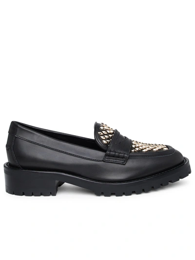 Shop Jimmy Choo Woman  Deanna Black Leather Loafers
