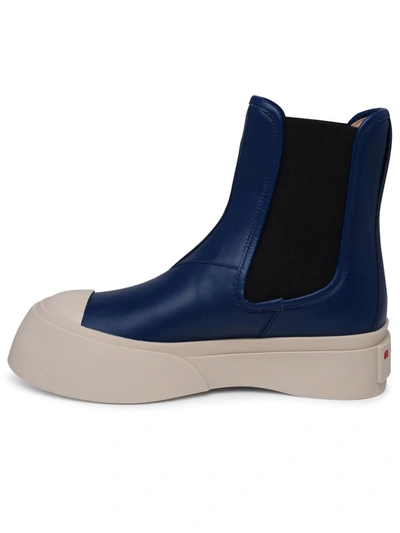 Shop Marni 'pablo' Blue Nappa Leather Ankle Boots Woman