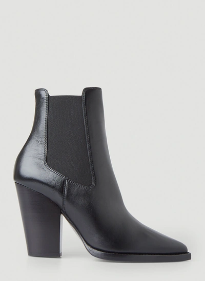 Shop Saint Laurent Women Theo Ankle Boots In Black