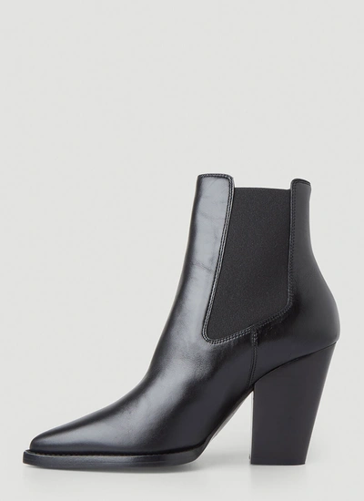 Shop Saint Laurent Women Theo Ankle Boots In Black