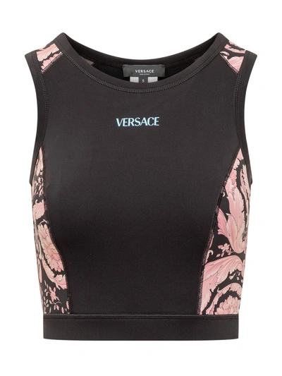 Shop Versace Sport Top In Rosa-nero