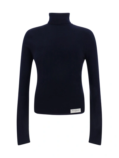 Shop Balmain Turtleneck Sweater In Bleu Marine Fonce