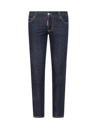 Shop Dsquared2 B-icon Jennifer Croped Jeans In Blu