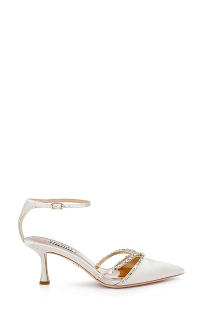 Shop Badgley Mischka Ankle Strap Pointed Toe Pump In Ivory